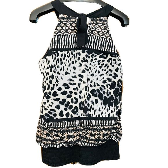 Maurices Womens Sz L Large Sleeveless Blouse Animal Tank Dressy Top Tie in Back - Picture 3 of 14